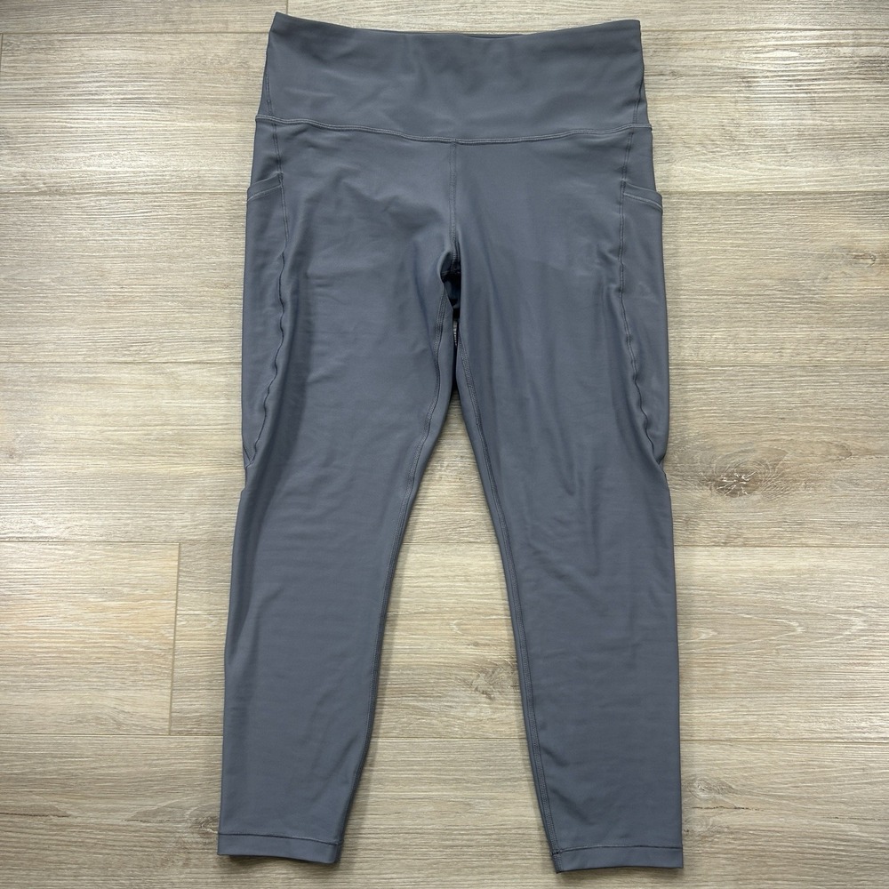 Athleta Large Interval Stash 7/8 Tight Leggings Blue Slate High Rise Pockets